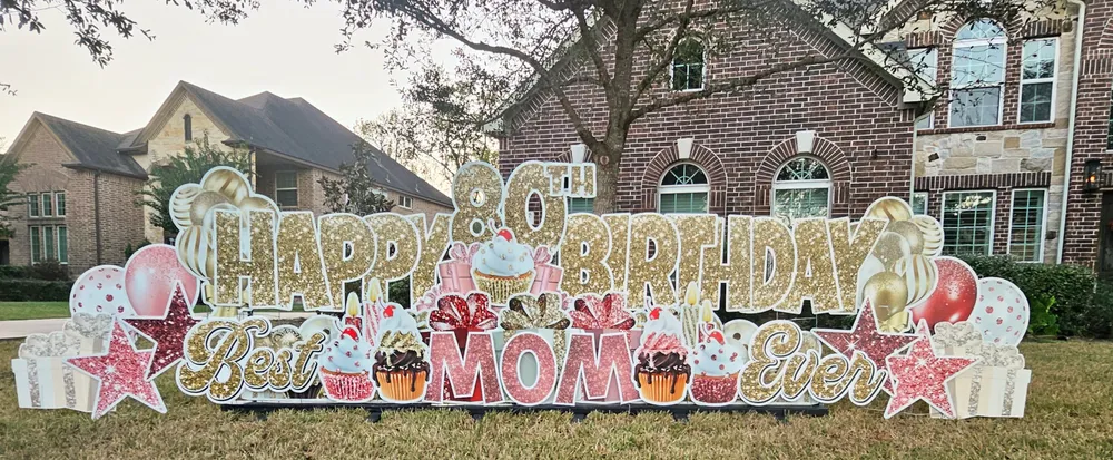 Happy 80th Birthday Best Mom Ever yard card display