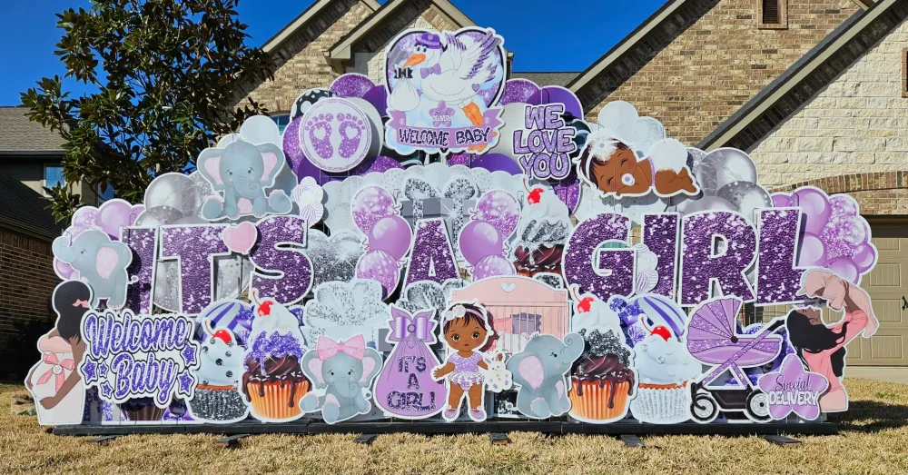 It's a Girl baby shower yard card display